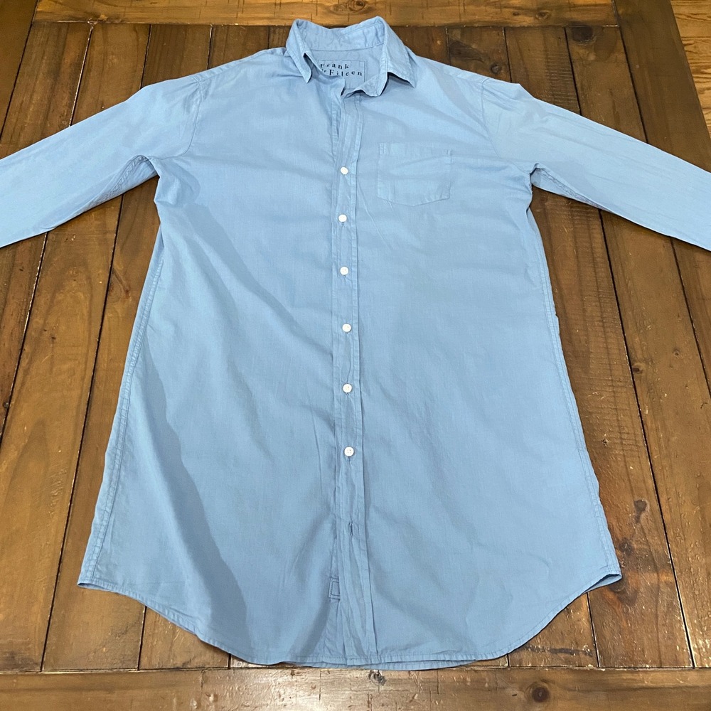 Frank & Eileen Light Blue Long Sleeve Button Down Shirt Dress Pocket Womens XXS
